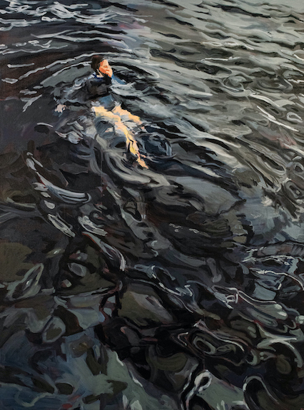 Painting of a woman floating in water